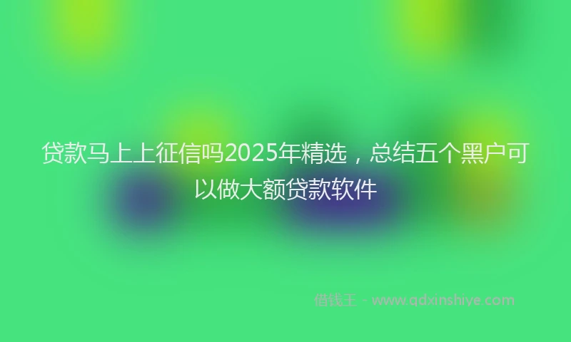 贷款马上上征信吗2025年精选，总结五个黑户可以做大额贷款软件