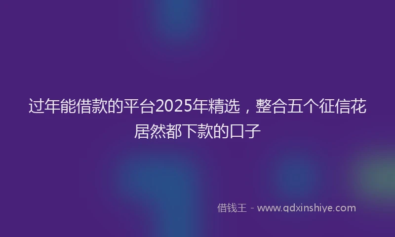 过年能借款的平台2025年精选，整合五个征信花居然都下款的口子