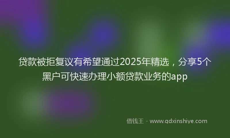 贷款被拒复议有希望通过2025年精选，分享5个黑户可快速办理小额贷款业务的app