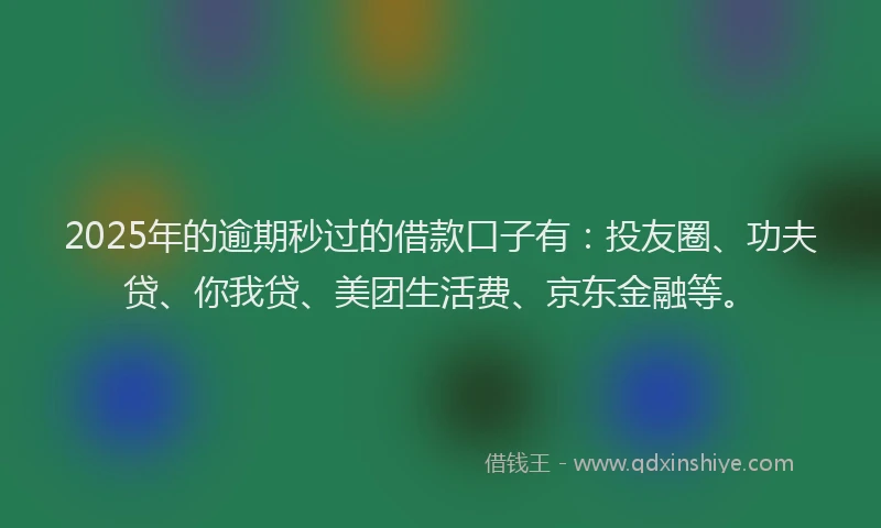 2025年的逾期秒过的借款口子有：投友圈、功夫贷、你我贷、美团生活费、京东金融等。