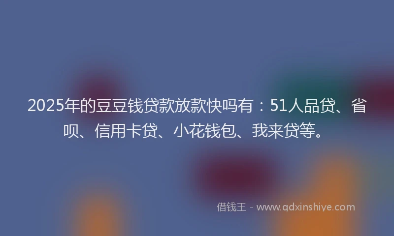 2025年的豆豆钱贷款放款快吗有：51人品贷、省呗、信用卡贷、小花钱包、我来贷等。