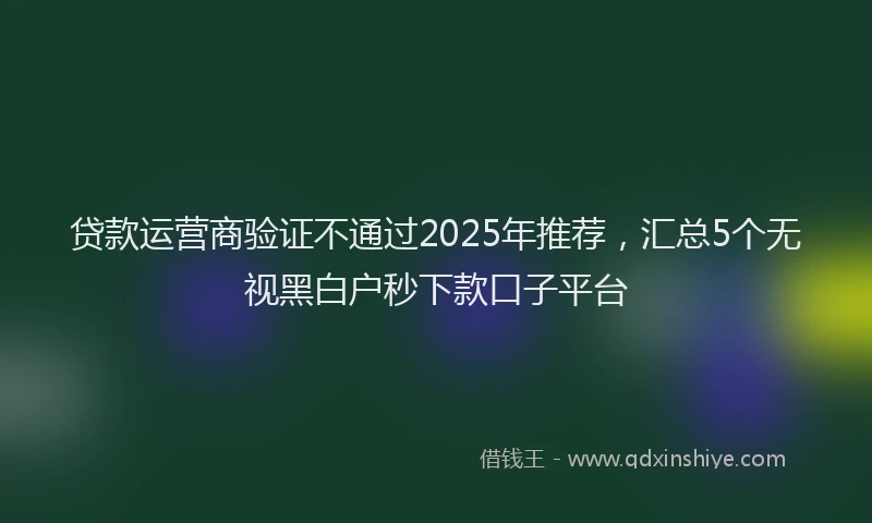 贷款运营商验证不通过2025年推荐，汇总5个无视黑白户秒下款口子平台