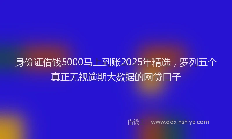 身份证借钱5000马上到账2025年精选，罗列五个真正无视逾期大数据的网贷口子