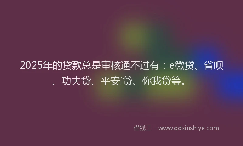 2025年的贷款总是审核通不过有：e微贷、省呗、功夫贷、平安i贷、你我贷等。