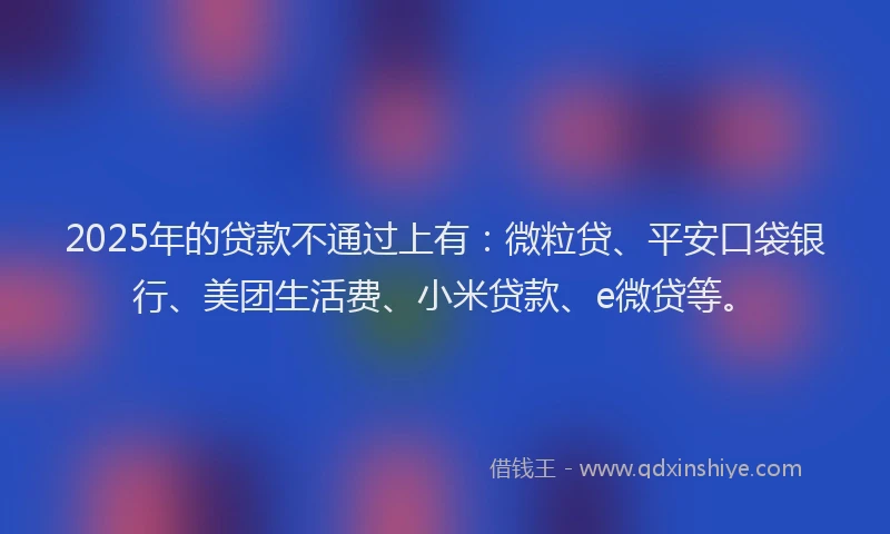 2025年的贷款不通过上有：微粒贷、平安口袋银行、美团生活费、小米贷款、e微贷等。