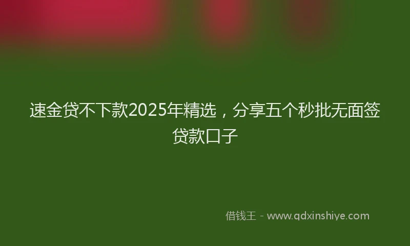 速金贷不下款2025年精选，分享五个秒批无面签贷款口子