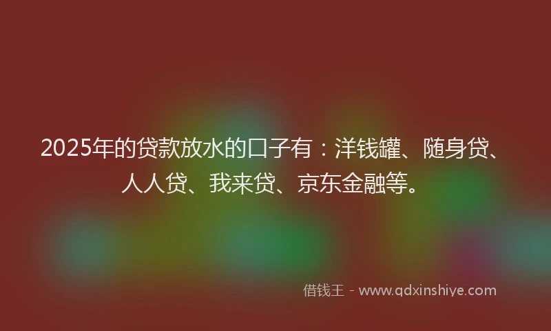 2025年的贷款放水的口子有：洋钱罐、随身贷、人人贷、我来贷、京东金融等。