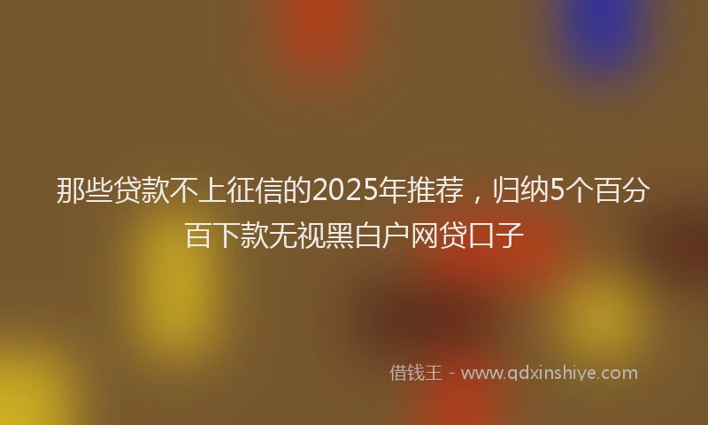 那些贷款不上征信的2025年推荐，归纳5个百分百下款无视黑白户网贷口子