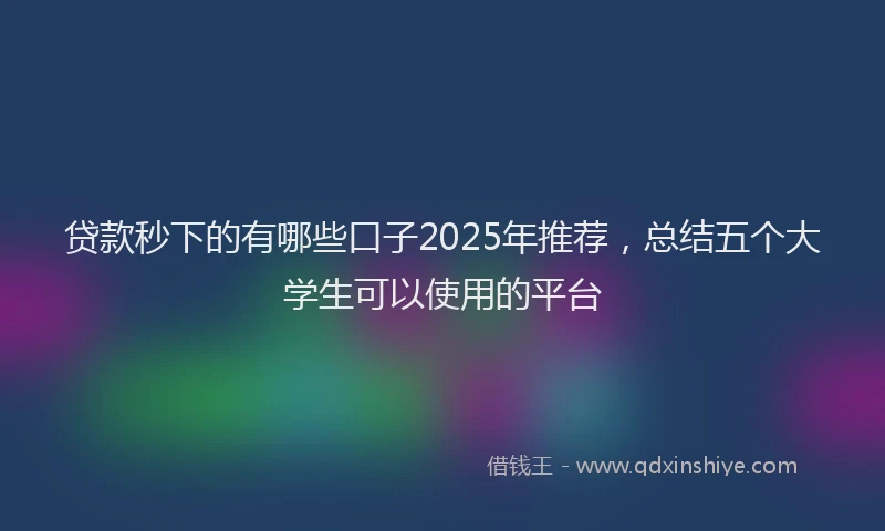 贷款秒下的有哪些口子2025年推荐，总结五个大学生可以使用的平台