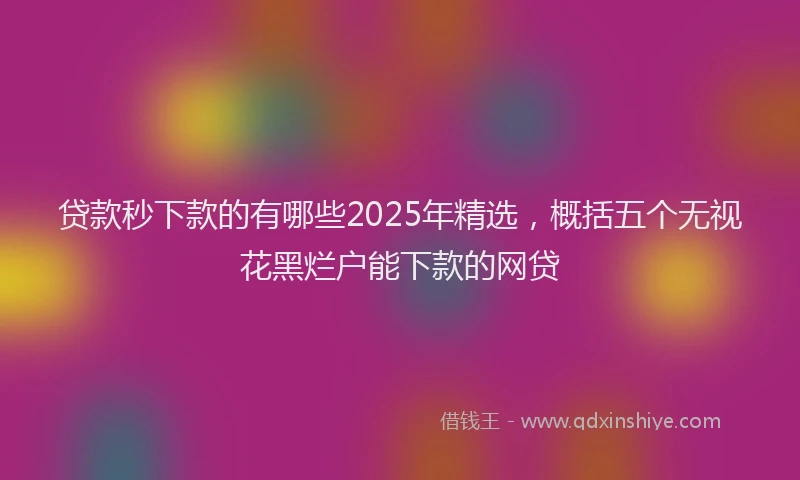贷款秒下款的有哪些2025年精选，概括五个无视花黑烂户能下款的网贷