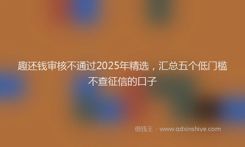 趣还钱审核不通过2025年精选，汇总五个低门槛不查征信的口子