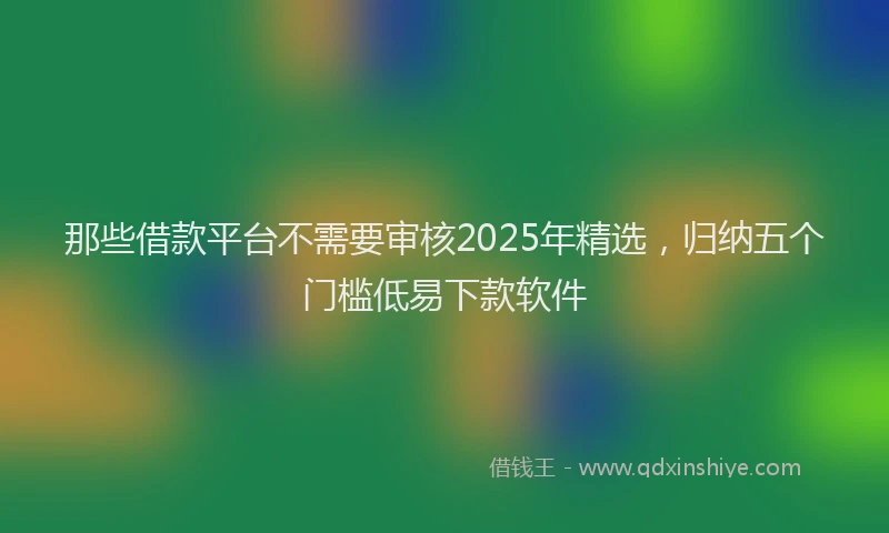 那些借款平台不需要审核2025年精选，归纳五个门槛低易下款软件