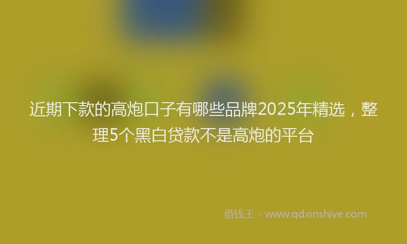 近期下款的高炮口子有哪些品牌2025年精选，整理5个黑白贷款不是高炮的平台