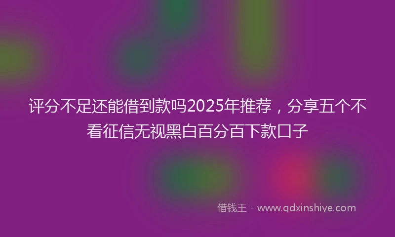 评分不足还能借到款吗2025年推荐，分享五个不看征信无视黑白百分百下款口子
