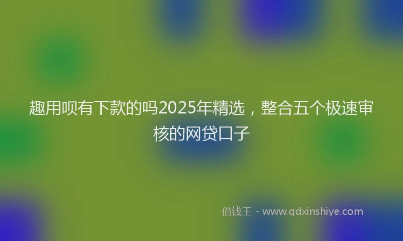 趣用呗有下款的吗2025年精选，整合五个极速审核的网贷口子