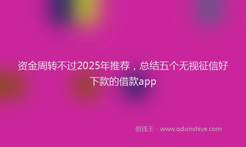 资金周转不过2025年推荐，总结五个无视征信好下款的借款app
