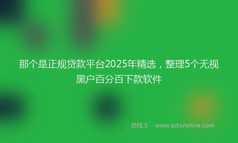 那个是正规贷款平台2025年精选，整理5个无视黑户百分百下款软件