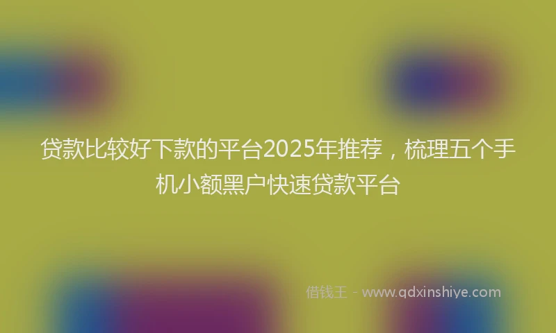 贷款比较好下款的平台2025年推荐，梳理五个手机小额黑户快速贷款平台