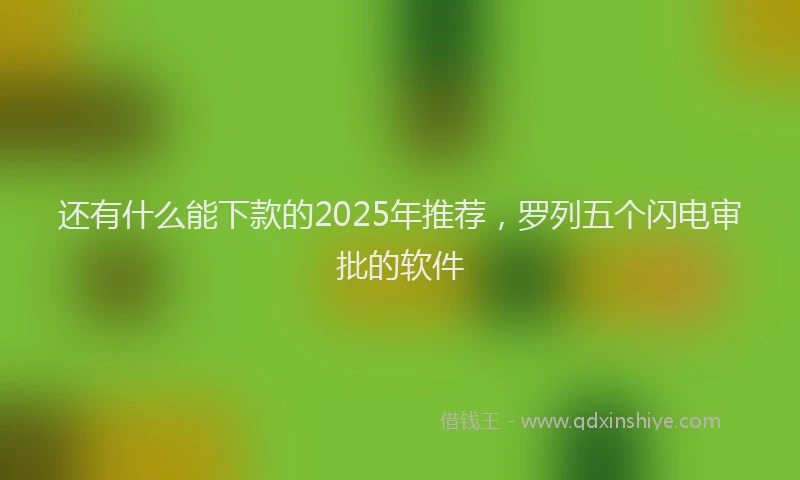 还有什么能下款的2025年推荐，罗列五个闪电审批的软件