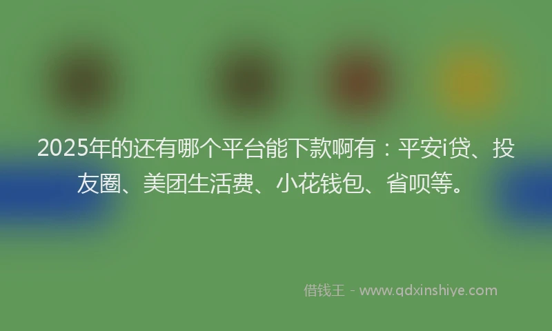 2025年的还有哪个平台能下款啊有：平安i贷、投友圈、美团生活费、小花钱包、省呗等。