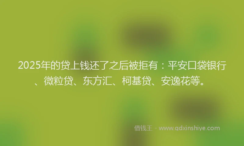 2025年的贷上钱还了之后被拒有：平安口袋银行、微粒贷、东方汇、柯基贷、安逸花等。