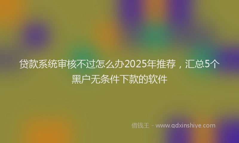 贷款系统审核不过怎么办2025年推荐，汇总5个黑户无条件下款的软件