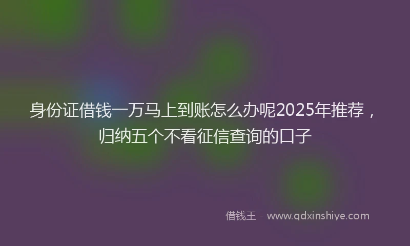 身份证借钱一万马上到账怎么办呢2025年推荐，归纳五个不看征信查询的口子