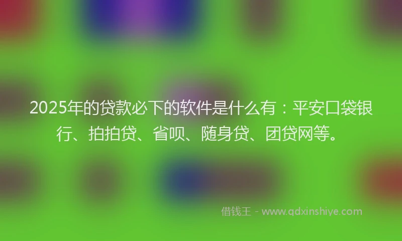 2025年的贷款必下的软件是什么有：平安口袋银行、拍拍贷、省呗、随身贷、团贷网等。