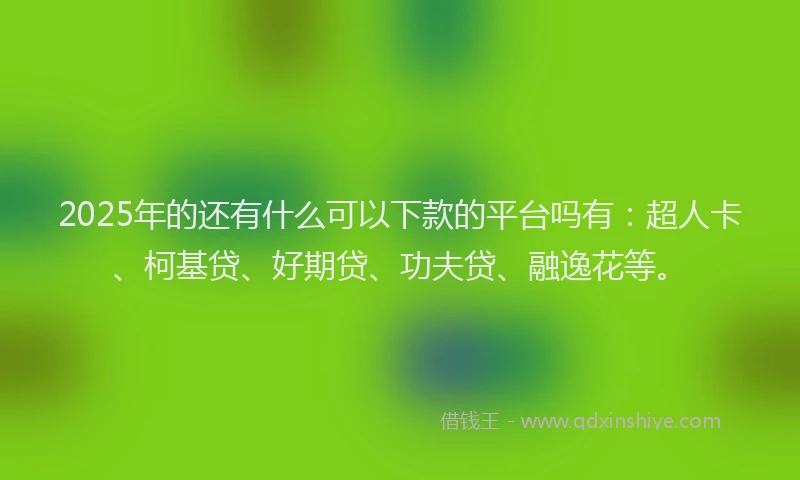 2025年的还有什么可以下款的平台吗有：超人卡、柯基贷、好期贷、功夫贷、融逸花等。