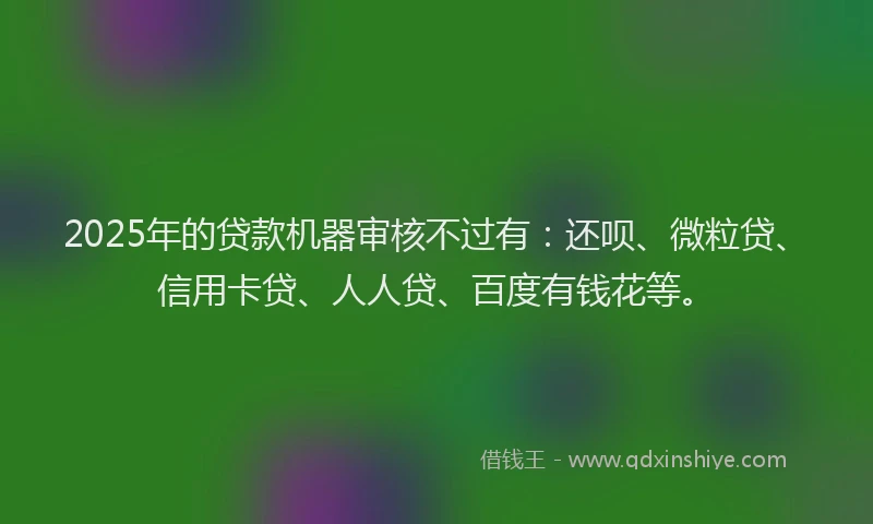 2025年的贷款机器审核不过有：还呗、微粒贷、信用卡贷、人人贷、百度有钱花等。