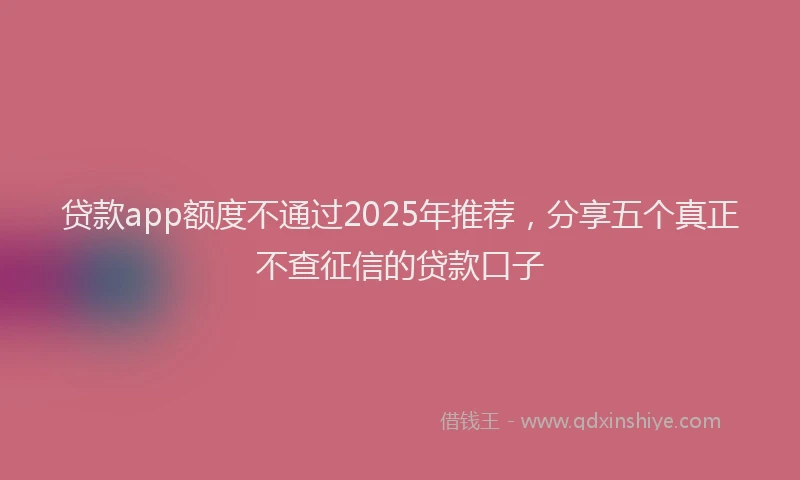 贷款app额度不通过2025年推荐，分享五个真正不查征信的贷款口子