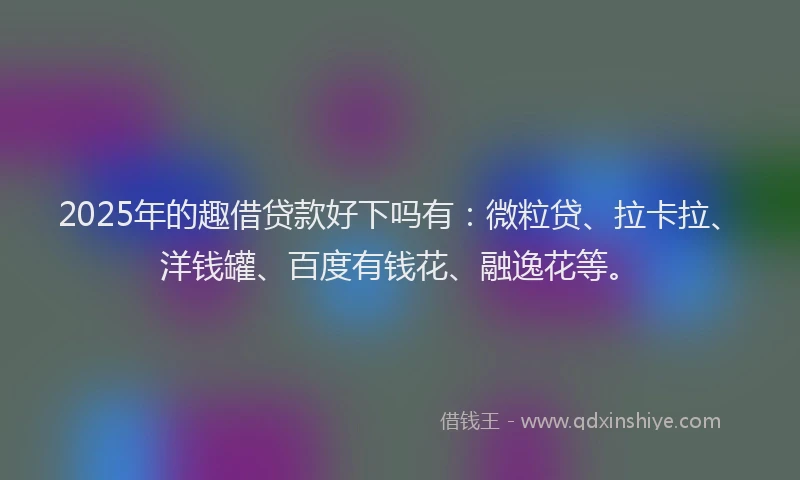 2025年的趣借贷款好下吗有：微粒贷、拉卡拉、洋钱罐、百度有钱花、融逸花等。