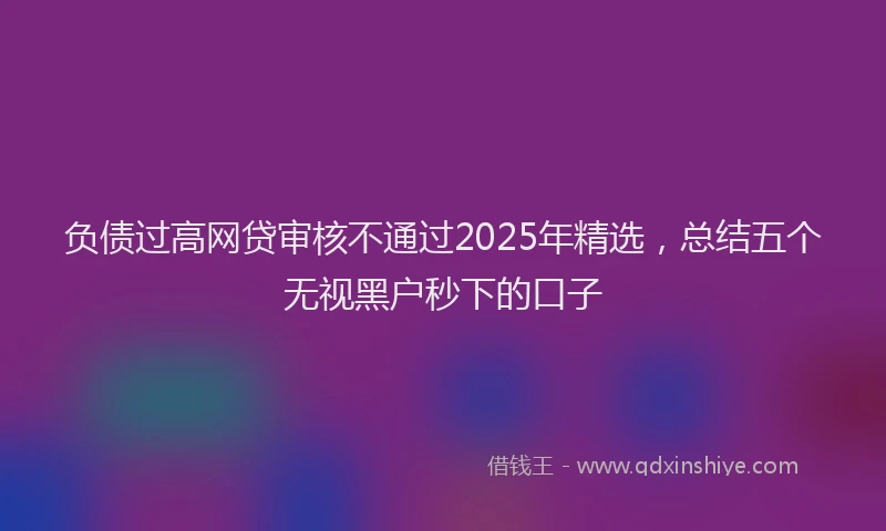 负债过高网贷审核不通过2025年精选，总结五个无视黑户秒下的口子