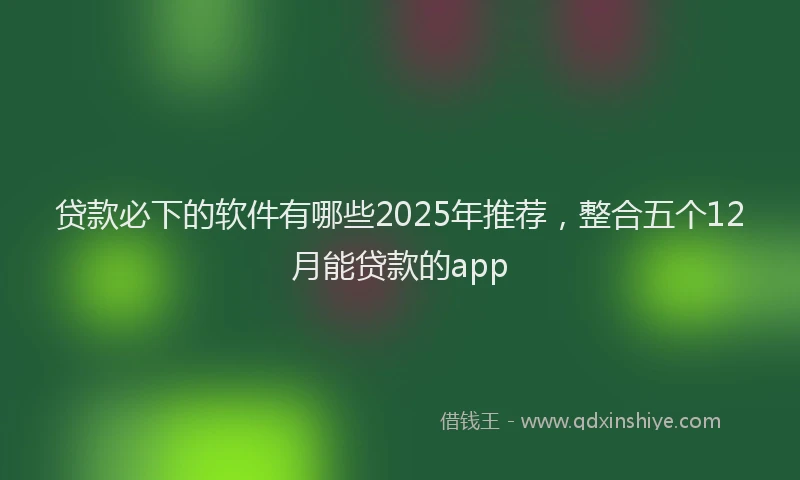 贷款必下的软件有哪些2025年推荐，整合五个12月能贷款的app