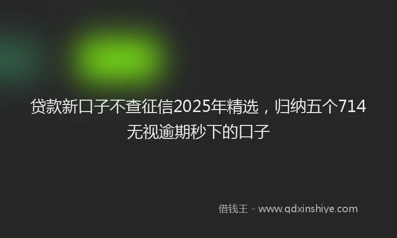 贷款新口子不查征信2025年精选，归纳五个714无视逾期秒下的口子