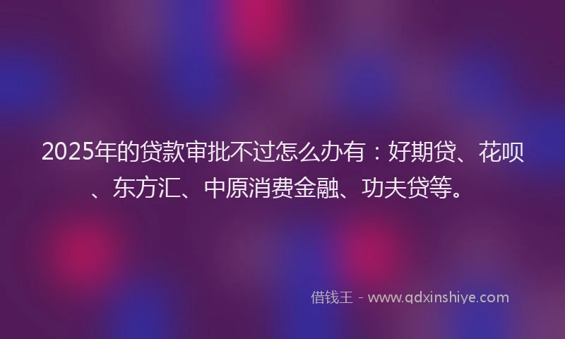 2025年的贷款审批不过怎么办有：好期贷、花呗、东方汇、中原消费金融、功夫贷等。