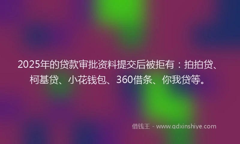2025年的贷款审批资料提交后被拒有：拍拍贷、柯基贷、小花钱包、360借条、你我贷等。