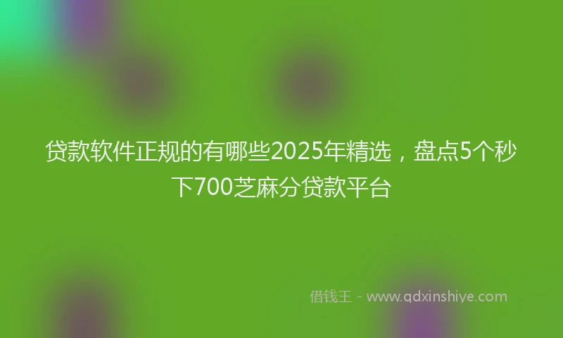 贷款软件正规的有哪些2025年精选，盘点5个秒下700芝麻分贷款平台