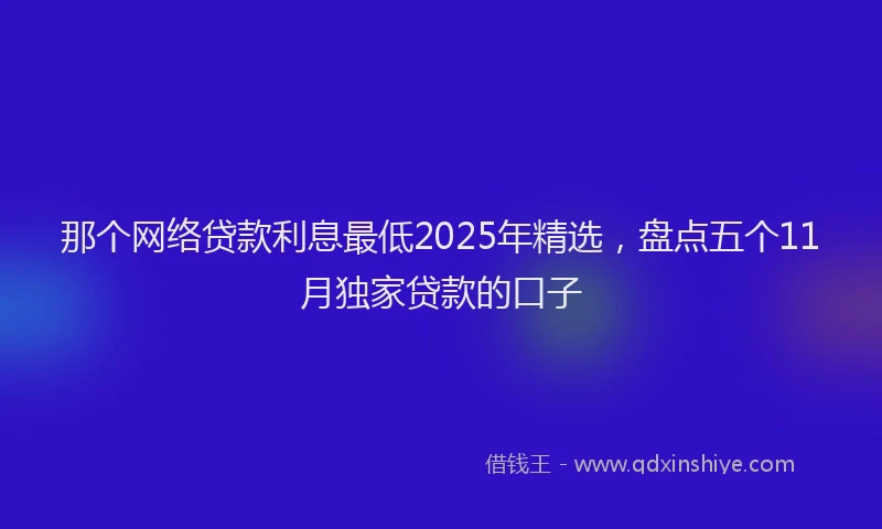 那个网络贷款利息最低2025年精选，盘点五个11月独家贷款的口子