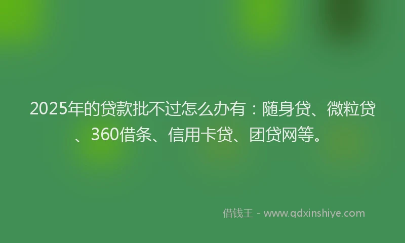 2025年的贷款批不过怎么办有：随身贷、微粒贷、360借条、信用卡贷、团贷网等。
