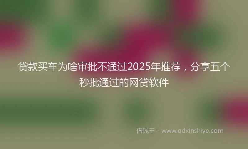 贷款买车为啥审批不通过2025年推荐，分享五个秒批通过的网贷软件