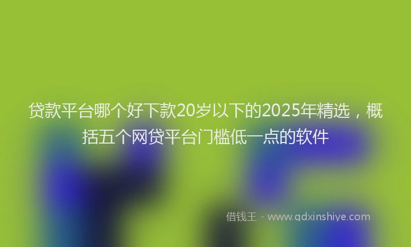 贷款平台哪个好下款20岁以下的2025年精选，概括五个网贷平台门槛低一点的软件