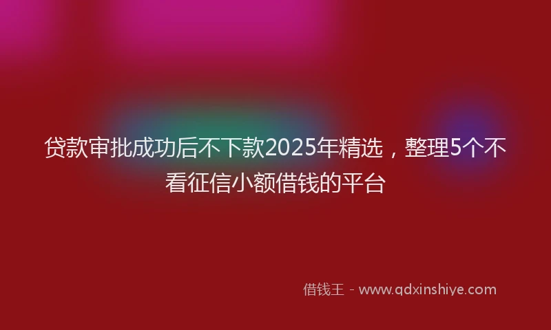 贷款审批成功后不下款2025年精选，整理5个不看征信小额借钱的平台