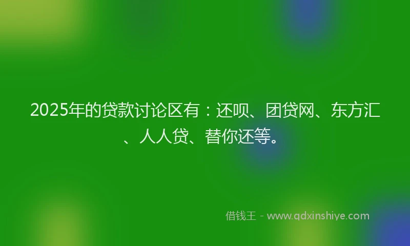 2025年的贷款讨论区有：还呗、团贷网、东方汇、人人贷、替你还等。