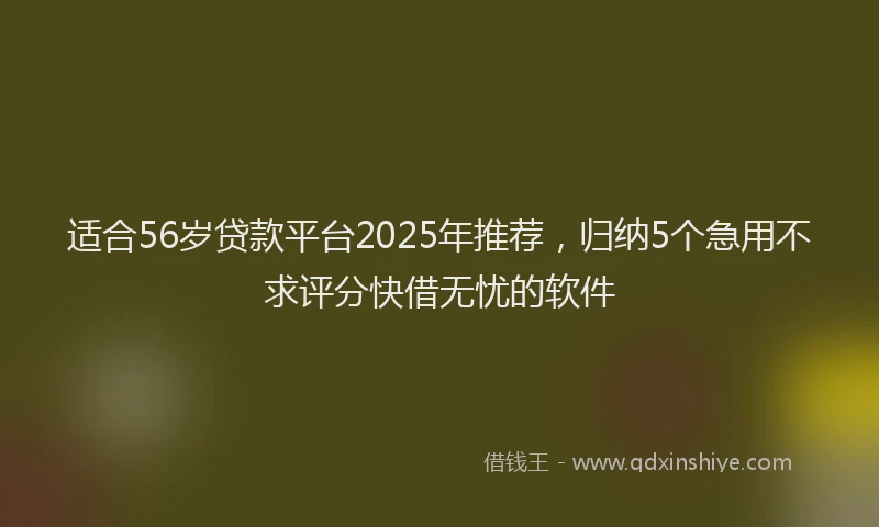 适合56岁贷款平台2025年推荐，归纳5个急用不求评分快借无忧的软件