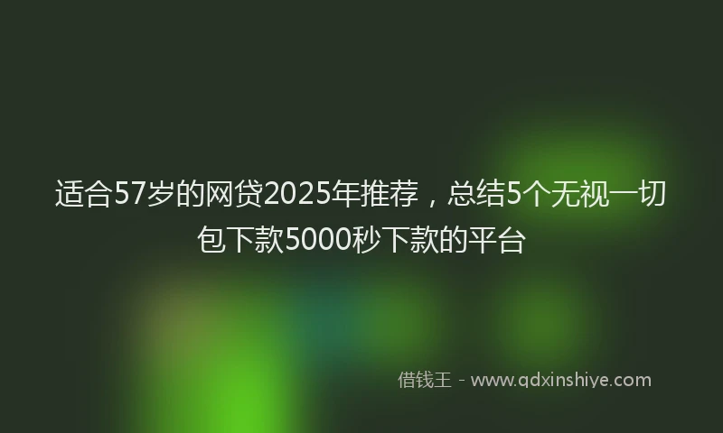 适合57岁的网贷2025年推荐，总结5个无视一切包下款5000秒下款的平台