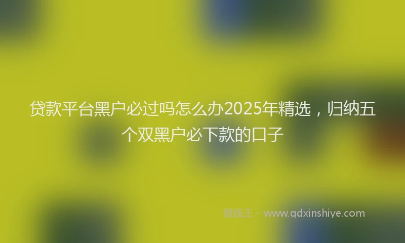 贷款平台黑户必过吗怎么办2025年精选，归纳五个双黑户必下款的口子