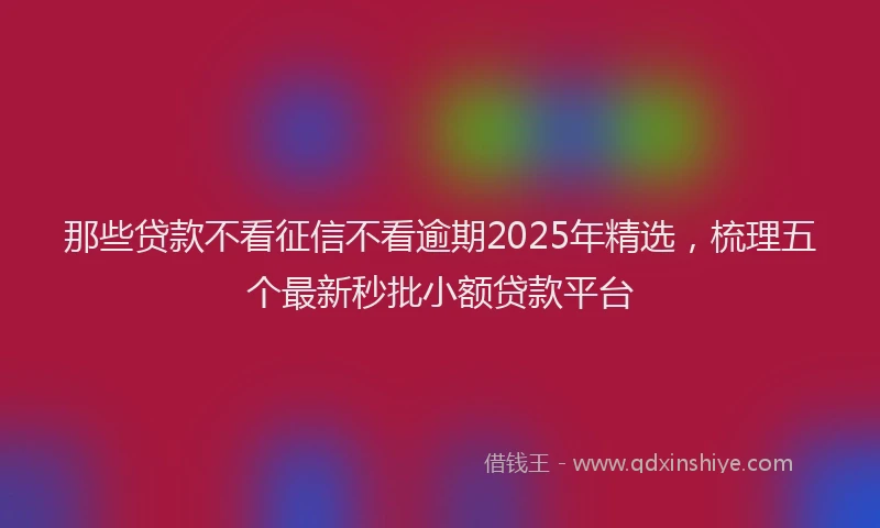 那些贷款不看征信不看逾期2025年精选，梳理五个最新秒批小额贷款平台