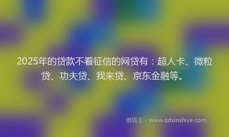 2025年的贷款不看征信的网贷有：超人卡、微粒贷、功夫贷、我来贷、京东金融等。