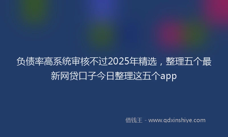负债率高系统审核不过2025年精选，整理五个最新网贷口子今日整理这五个app